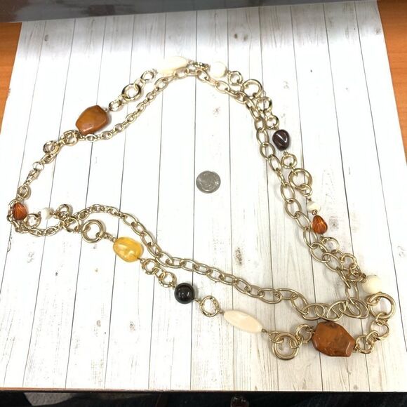 Double Strand Multi Chain Beaded Necklace - Picture 1 of 3